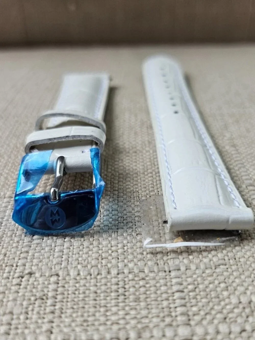 Michelle Strap for Replacement Band White Genuine Leather Size 16mm Made France
